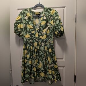 Vibrant Green Floral Mini Dress